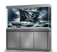 LYYAB Aquarium Background Stickers - Flag, Skull, Pirate, Ocean, Self-Adhesive Fish Tank Reptile Terrarium Decor Poster (45 x 30 cm / (17.7 x 11.8 inches))