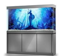 LYYAB Aquarium Background Stickers - Goddess, Trident, Ocean, Temple, Self-Adhesive Fish Tank Reptile Terrarium Decor Poster (60 x 40 cm / (23.6 x 15.7 inches))