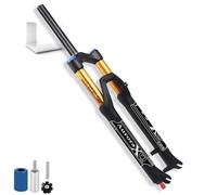 LYYCX AuroraXQ 26/27.5/29 inch MTB Bike Air Suspension Fork Travel 140mm 1 1/8 Straight Tube, Rebound Adjustment Manual/Remote Lockout Mountain Bike Forks QR 9mm(Black/Gold Manual Lock,27.5)