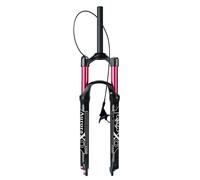 LYYCX AuroraXQ Mountain Bike Air Suspension Forks 26/27.5/29 Inch, Travel 140mm Rebound Adjust 1 1/8 MTB Front Fork QR 9mm for AM/XC/DH(Straight Remote Lockout,27.5 inch)