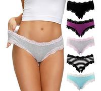 LYYTHAVON Women’s Underwear Soft Breathable Cotton Brief Ladies Panties 5-Pack - - Large