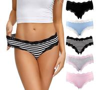 LYYTHAVON Women’s Underwear Soft Breathable Cotton Brief Ladies Panties 5-Pack, Multicolored E,5 Pack, M