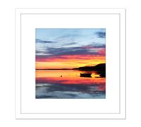 Lyytinen Lake Paijanne Sysma Finland Sunset Photo 8X8 Inch Square Wooden Framed Wall Art Print Picture with Mount Artery8 White One Size
