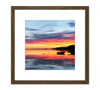 Lyytinen Lake Paijanne Sysma Finland Sunset Photo 8X8 Inch Square Wooden Framed Wall Art Print Picture with Mount Artery8 Brown One Size