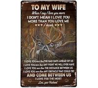 LYYUCKE 8X12 IN Fathers Day Sign from Deer Husband To My Wife I Love You More Than The Bad Days Ahead Of Us Forest Lovers Family Vintage Tin Sign Decoration for Father' Day