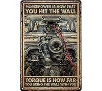 LYYUCKE 8X12 IN Interesting Lodge Sign Horsepower is How Fast You Hit The Wall Tin Signs Indoor & Outdoor Home Bar Coffee Kitchen Wall Decor Metal Tin Sign Warning Sign