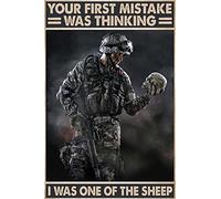 LYYUCKE 8x12 IN Retro Metal Tin Signs You First Mistake Was Thinking I Was One Of The Sheep Metal Posters Vintage Plaque Garden Bar Garage Room Bathroom Coffee Art Wall Decor