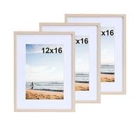 LYYYYX 16x12inch Picture frame 3 Pack wooden 30x40cm Photo Frame matted for A4 Picture,with Acrylic Glass,Wall Hanging poster frame for Display, Landscape