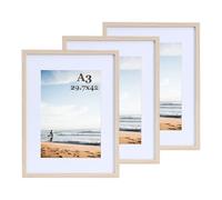 LYYYYX A3 Picture frame 3 Pack wooden Photo Frame matted for A4 Picture,with Acrylic Glass,Wall Hanging poster frame for Display, Landscape
