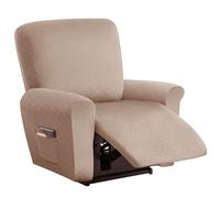 LYZIDEBAE Stretch Recliner Chair Cover, 4 Pieces Soft Jacquard Recliner Slipcovers Lazyboy Recliner Cover with Elastic Bottom Washable Furniture Protector with Pocket,10,1 seater