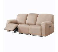 LYZIDEBAE Stretch Recliner Chair Cover, 4 Pieces Soft Jacquard Recliner Slipcovers Lazyboy Recliner Cover with Elastic Bottom Washable Furniture Protector with Pocket,10,3 seater