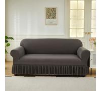 LYZIDEBAE Stretch Sofa Cover Slipcover with Ruffle Skirt, Universal All-Inclusive Couch Covers Easy Fitted Washable Breathable Furniture Protector for Living Room Kids Pets,8,3 seater