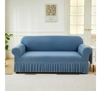 LYZIDEBAE Stretch Sofa Cover Slipcover with Ruffle Skirt, Universal All-Inclusive Couch Covers Easy Fitted Washable Breathable Furniture Protector for Living Room Kids Pets,7,4 seater
