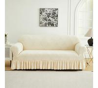 LYZIDEBAE Stretch Sofa Cover Slipcover with Ruffle Skirt, Universal Jacquard Couch Covers High Elastic Arm Chair Couch Washable Furniture Protector for Living Room Lounge Rv,3,3 seater
