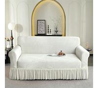 LYZIDEBAE Thick Sofa Cover with Skirt, Stretchable Full Cover Dustproof Sofa Towel Couch Cushion Slipcover, Pure Color Jacquard Washable Sofa Cover for Furniture Protection,5,3 seater