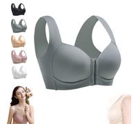 Lyzlook Bras, Lunahug-Seamless Front Buckle Cross Back Shaping Bra, Breathable Front Closure Clip Bra, Everyday Bras(Grey,48/110CD)
