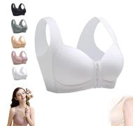 Lyzlook Bras, Lunahug-Seamless Front Buckle Cross Back Shaping Bra, Breathable Front Closure Clip Bra, Everyday Bras(White,40/90CD)