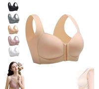 Lyzlook Bras, Lunahug-Seamless Front Buckle Cross Back Shaping Bra, Breathable Front Closure Clip Bra, Everyday Bras(Skin,42/95B)