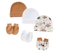 LYZOURBB 3PCs Newborn Baby Hospital Nursing Hats Infants Cotton Hats Mittens Set for 0-3M