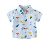 LYZOURBB Toddler Baby Boy Holiday Beach Floral Polo Shirts 1-7Y | Short Sleeved Cotton Button-Down Polo Top Shirts for Boys Kids