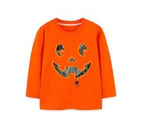 LYZOURBB Toddler Boy Girl Halloween Glow-in-Dark Pumpkin Spider T-Shirt Unisex Kids Long Sleeve Cotton Top Shirts for 1-7Years Orange
