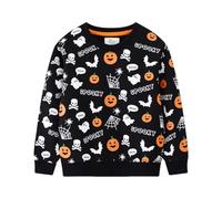LYZOURBB Toddler Boy Girl Halloween Jumper, Unisex Kids Halloween Pumpkin Spooky Pullover Jumper Sweatshirts for 1-7Years Black