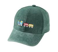 LYZOURBB Toddler Boys Washed Cotton Baseball Caps Girls Boys Little Trains Embroideries Baseball Cap Adjustable Sun Hats for 2-8Years Green
