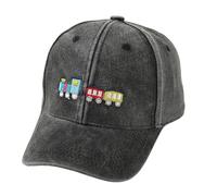 LYZOURBB Toddler Boys Washed Cotton Baseball Caps Girls Boys Little Trains Embroideries Baseball Cap Adjustable Sun Hats for 2-8Years Black