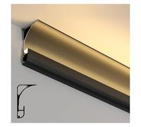 LyzqxHL Ceiling Molding, Crown Moulding LED Channel Aluminum Profile, Indirect Lighting Diffuser for Floor Wall, Cornice Coving Decor 1m 1.2m 2m 4m 10m 18m(Black,1 m/3.3 ft)