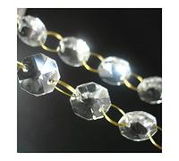 LyzqxHL Crystals for Chandeliers,Chandelier Crystal Prisms Pendants 1M 14mm Octagon Beads Chains With Gold Rings Glass Hanging Strand Garlands Lighting Lamp Replacement Parts