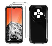 LYZXMY Case for Blackview Fort 1(6.56") Black Mobile Phone Case + 2PCS Tempered Glass Protective Film, Soft Silicone TPU Protective Cover