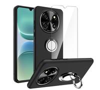 LYZXMY Case for Blackview Oscal Tiger 8 (6.52") Black Phone Case + 360° Rotating Ring Stand + 1 Pcs Tempered Glass Screen Protector.