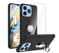 LYZXMY Case for Blackview Wave 9C(6.56") Black Phone Case + 360° Rotating Ring Stand + 1 Pcs Tempered Glass Screen Protector.