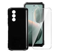 LYZXMY Case for Doogee Blade 20 + 1 x Tempered Film Glass Screen Protector - Black Silicone Soft TPU Cover Shell for Doogee Blade 20 (6.6")