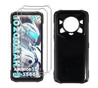 LYZXMY Case for Doogee Blade 20 Play(6.6") Black Mobile Phone Case + 2PCS Tempered Glass Protective Film, Soft Silicone TPU Protective Cover