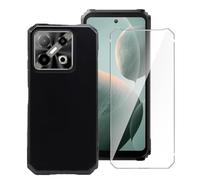 LYZXMY Case for Doogee Blade GT Pro + 1 x Tempered Film Glass Screen Protector - Black Silicone Soft TPU Cover Shell for Doogee Blade GT Pro (6.72")