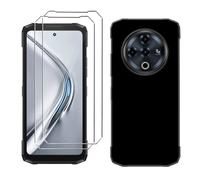LYZXMY case for Doogee Fire 6 Power(6.56") Black mobile phone case + 2 pieces tempered glass protective film, case soft silicone TPU protective cover