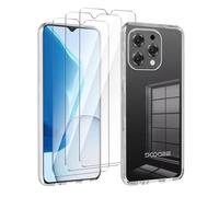 LYZXMY case for Doogee N55 Plus/Doogee N55/Doogee N55 Pro (6.56") transparent mobile phone case + 3 pieces tempered glass protective film, case soft silicone TPU protective cover