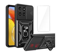 LYZXMY Case for Honor 200 Smart (6.8") + 1 x Tempered Film Glass Screen Protector - Full Body Heavy Duty Shockproof Hard PC Soft TPU Bumper Protection Cover Black