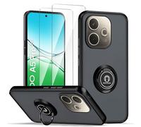 LYZXMY Case for Oppo A5 Pro 5G Black with Ring Stand Case + 2 x TempeBlack Glass Screen Protector,PC +TPU Shockproof Anti-Scratch Phone Case Cover