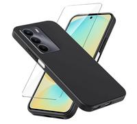 LYZXMY Case for Realme 14x 5G + 1 x Tempered Film Glass Screen Protector - Black Silicone Soft TPU Cover Shell for Realme 14x 5G (6.67")