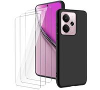 LYZXMY Case for Realme P3 5G/realme 14 5G/realme 14T 5G (6.67") Black Mobile Phone Case + 3 Pieces Tempered Glass Protective Film, Soft Silicone TPU Protective Cover
