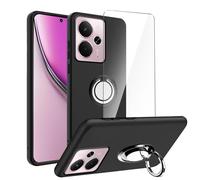 LYZXMY Case for Realme P3 5G/realme 14 5G/realme 14T 5G (6.67") Black Phone Case + 360° Rotating Ring Stand + 1 Pcs Tempered Glass Screen Protector.