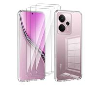 LYZXMY Case for Realme P3 5G/realme 14 5G/realme 14T 5G (6.67") Transparent Mobile Phone Case + 3 Pieces Tempered Glass Protective Film,Soft Silicone TPU Protective Cover
