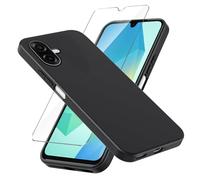 LYZXMY Case for Samsung Galaxy A07 4G + 1 x Tempered Film Glass Screen Protector - Black Silicone Soft TPU Cover