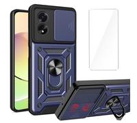 LYZXMY Case for TCL 50 SE (6.78") + 1 x Tempered Film Glass Screen Protector - Full Body Heavy Duty Shockproof Hard PC Soft TPU Bumper Protection Cover Blue