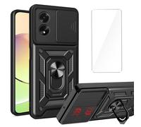 LYZXMY Case for TCL 50 SE (6.78") + 1 x Tempered Film Glass Screen Protector - Full Body Heavy Duty Shockproof Hard PC Soft TPU Bumper Protection Cover Black