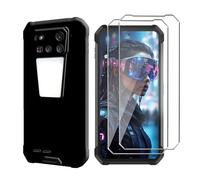 LYZXMY Case for Unihertz 8849 Tank 4 Pro(6.73") Black Mobile Phone Case + 2PCS Tempered Glass Protective Film, Soft Silicone TPU Protective Cover