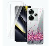 LYZXMY case for Xiaomi Poco F6 (6.67") transparent mobile phone case + 2 pieces tempered glass protective film, case soft silicone TPU protective cover-WM85