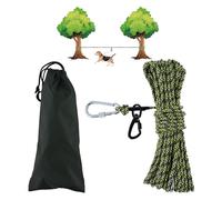 LZ.MZXU Dog Tie Out Cable for Camping, 50ft/75ft/100ft Portable Overhead Trolley System for Dogs up to 300lbs, Camping Leash for Yard, Reflective Tie Out Cable for Camping, Park (Green)